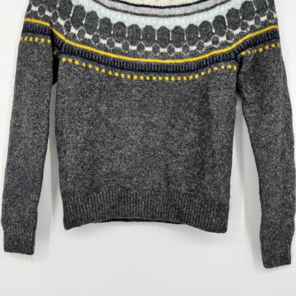 Gap Circular Fair Isle‎ Mohair Sweater XS Charcoal Heather Gray - Picture 4 of 9